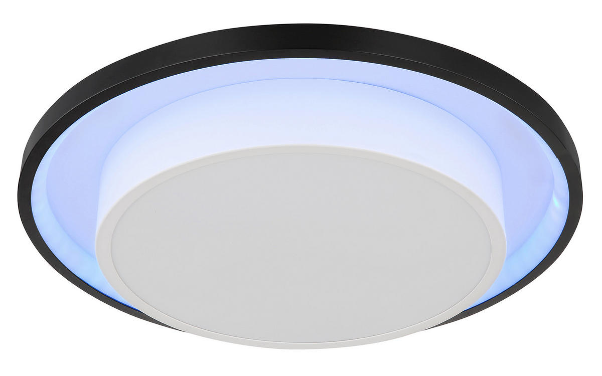 LED-DECKENLEUCHTE 21 W  39,5/5 cm    - Opal/Schwarz, Design, Kunststoff/Metall (39,5/5cm) - Globo