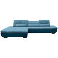 ECKSOFA in Mikrofaser Hellblau  - Schwarz/Hellblau, Design, Textil/Metall (204/341cm) - Xora