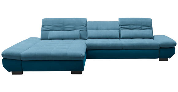 ECKSOFA in Mikrofaser Hellblau  - Schwarz/Hellblau, Design, Textil/Metall (204/341cm) - Xora