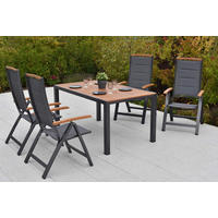 GARTENTISCHGRUPPE  - Graphitfarben/Naturfarben, KONVENTIONELL, Textil/Metall - Gardenson