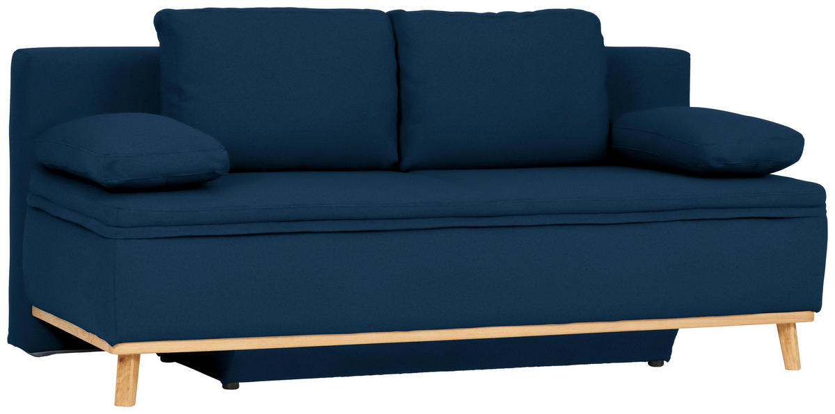 SCHLAFSOFA in Webstoff Dunkelblau  - Naturfarben/Dunkelblau, Konventionell, Holz/Textil (203/95/96cm) - Venda