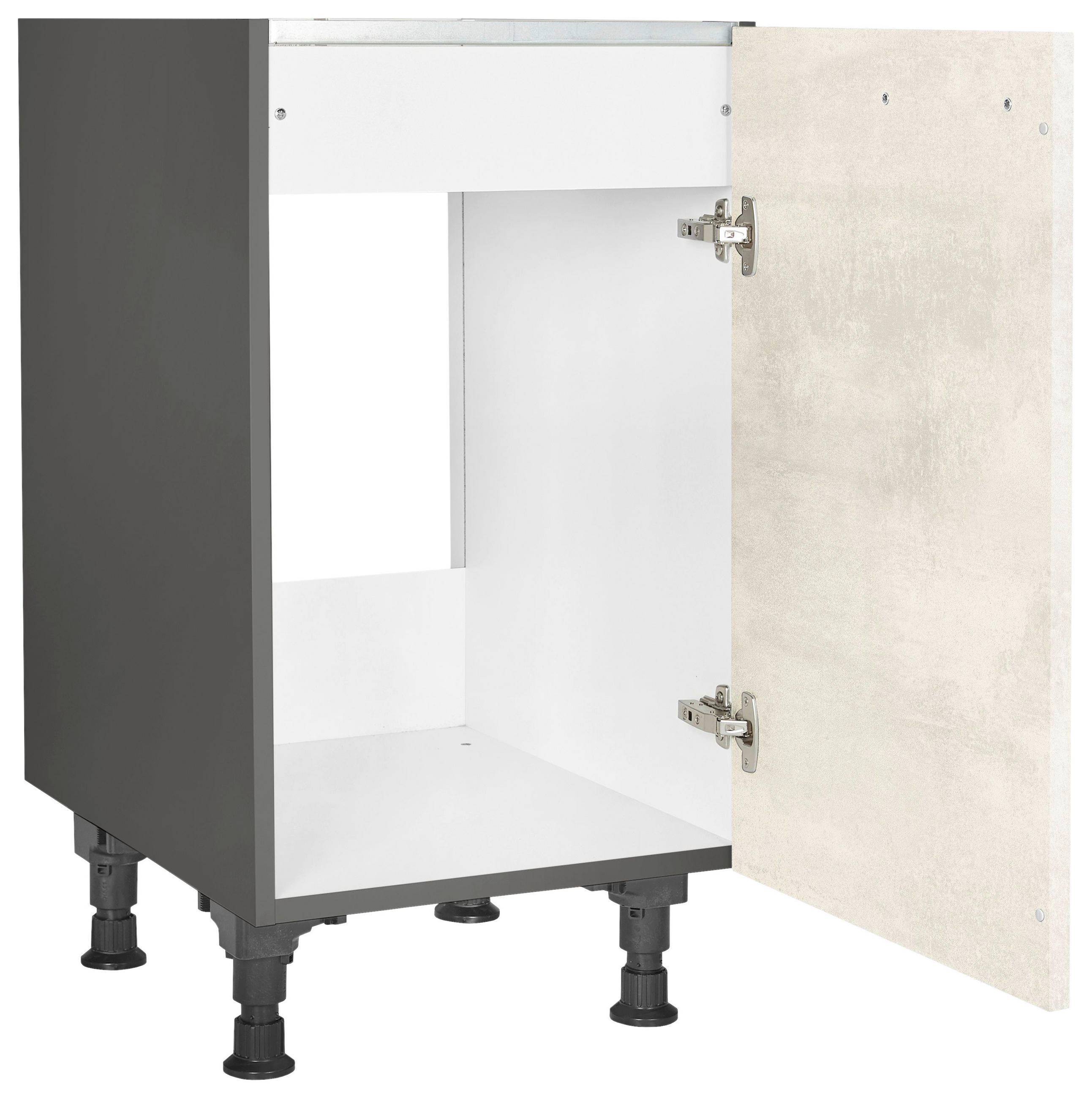 SPÜLENUNTERSCHRANK 45/87/56 cm in Weiß - Schieferfarben/Edelstahlfarben, MODERN, Holzwerkstoff/Metall (45/87/56cm) - Nobilia