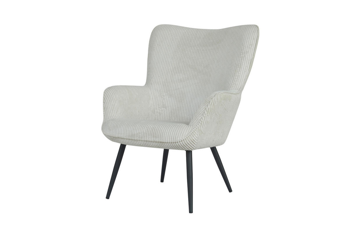 SESSEL in Cord Elfenbein  - Elfenbein/Schwarz, Basics, Textil/Metall (72/97/80cm) - MID.YOU