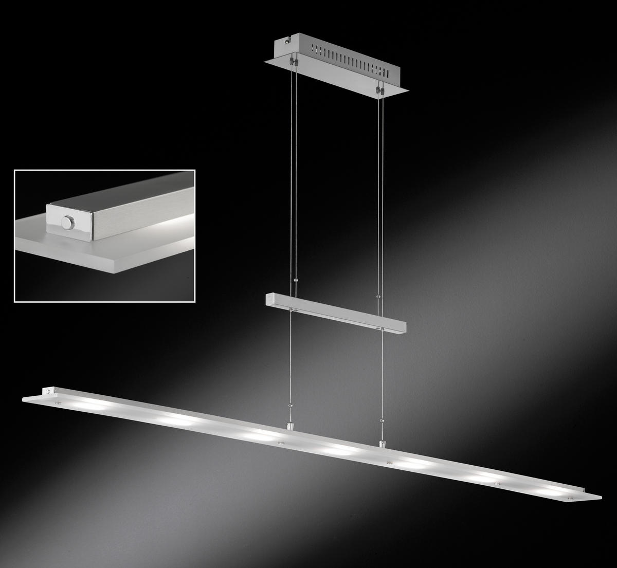 LED-HÄNGELEUCHTE   135 cm  - Chromfarben/Weiss, Design, Glas/Metall (135cm) - Fischer & Honsel