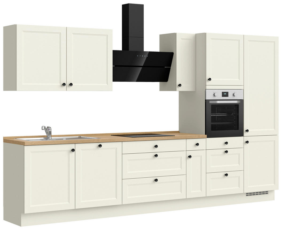 KÜCHENBLOCK 360 cm   in Weiß, Eichefarben  - Eichefarben/Schwarz, MODERN, Holzwerkstoff/Metall (360cm) - Nobilia