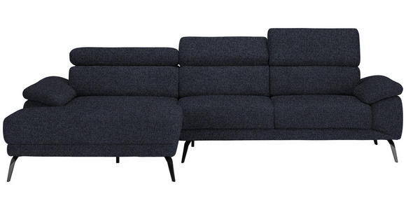 ECKSOFA in Velours Anthrazit  - Anthrazit/Schwarz, Design, Textil/Metall (187/295cm) - Novel