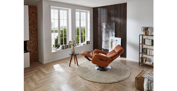 RELAXSESSEL in Leder Braun - Edelstahlfarben/Braun, Design, Leder/Metall (78/112/85cm) - Cantus