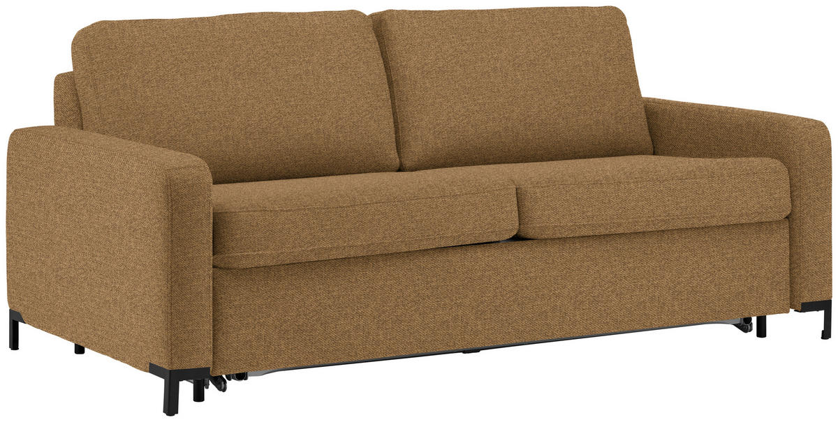 SCHLAFSOFA in Textil Goldfarben  - Goldfarben/Schwarz, Konventionell, Textil/Metall (187/84/97cm) - Welnova