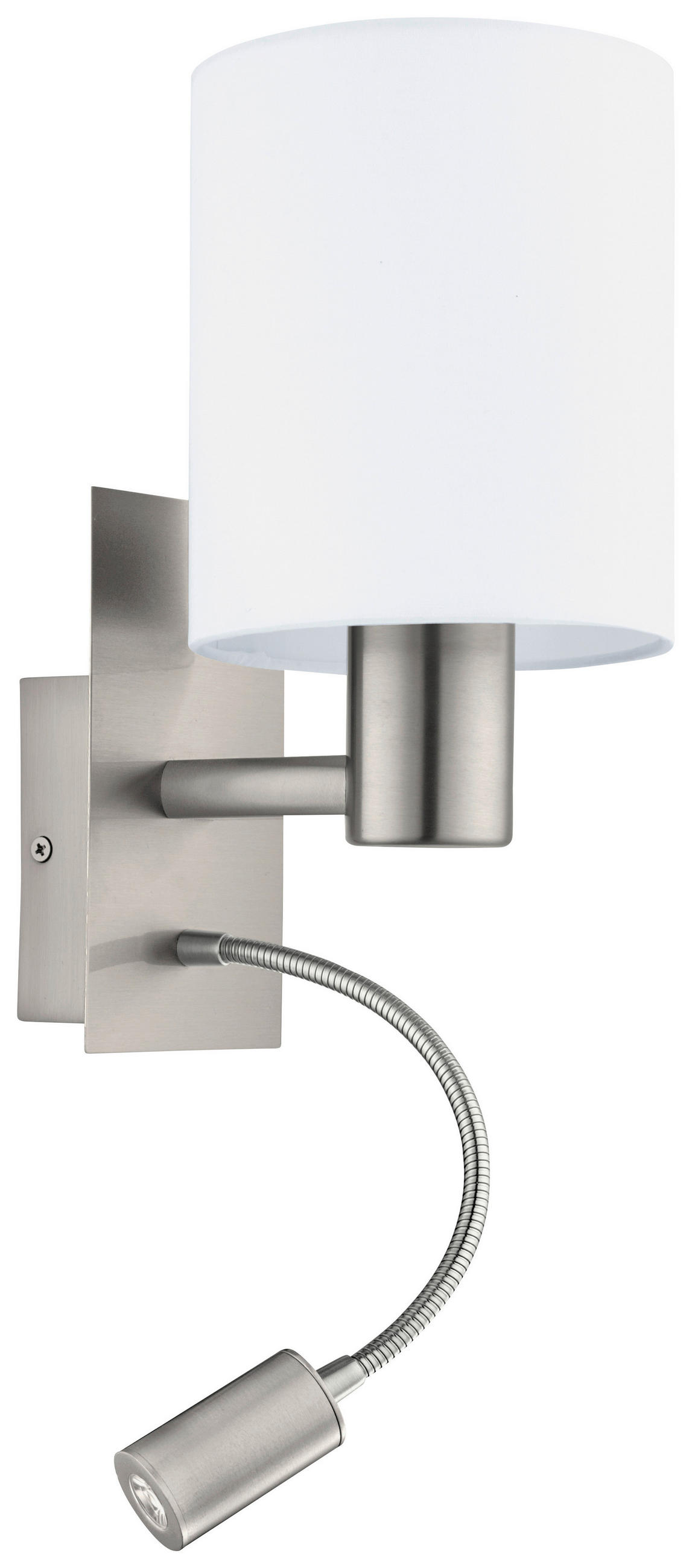 LED-WANDLEUCHTE 15/19,5/38 cm   - Weiß/Nickelfarben, Design, Textil/Metall (15/19,5/38cm) - Eglo