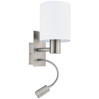 LED-WANDLEUCHTE 15/19,5/38 cm   - Weiß/Nickelfarben, Design, Textil/Metall (15/19,5/38cm) - Eglo