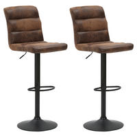 BARHOCKER-SET Mikrofaser Anthrazit, Braun Stahl Sitzfläche 360° drehbar  - Anthrazit/Braun, LIFESTYLE, Textil/Metall (42/61-83/43cm) - MID.YOU