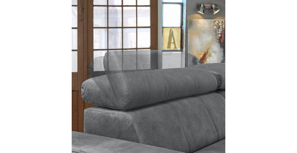 ECKSOFA in Velours Grau 267/181 cm - Schwarz/Grau, Design, Textil/Metall (267/181cm) - Carryhome