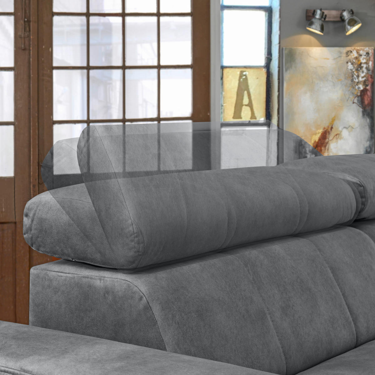 ECKSOFA Grau Velours  - Schwarz/Grau, Design, Textil/Metall (267/181cm) - Carryhome