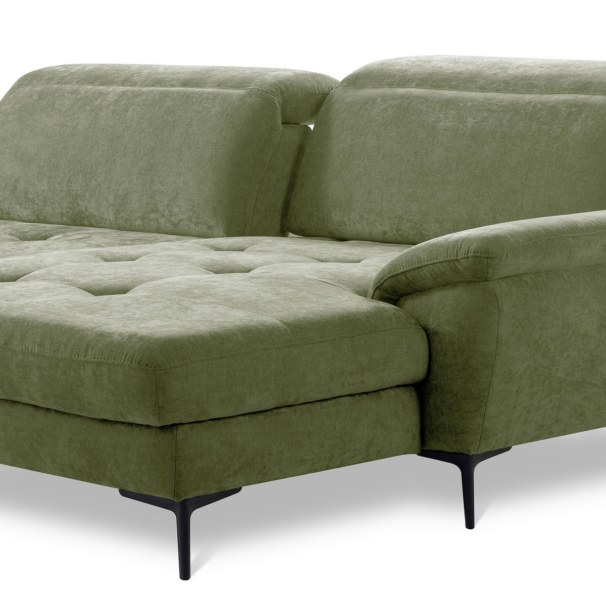 ECKSOFA  Webstoff Grün  - Schwarz/Grün, Design, Textil/Metall (268/195cm) - Livetastic