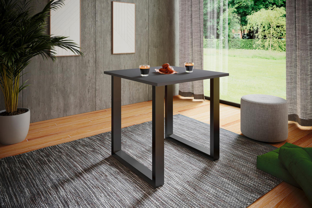 SCHREIBTISCH  in Anthrazit, Schwarz  - Anthrazit/Silberfarben, Design, Holzwerkstoff/Metall (80/76/50cm) - MID.YOU