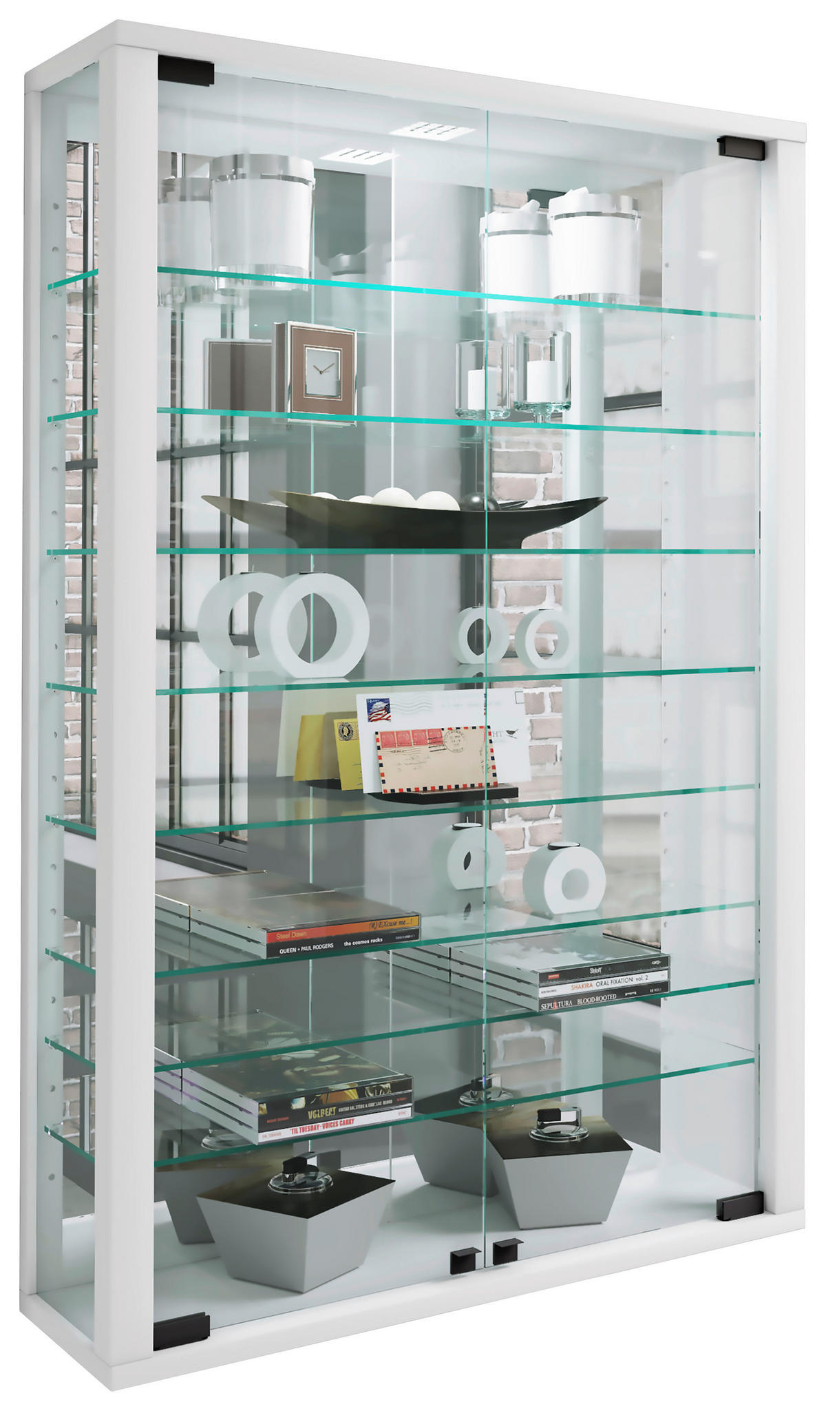 HÄNGEVITRINE in Weiss  - Weiss/Schwarz, Modern, Glas/Holzwerkstoff (59/91,3/18cm) - MID.YOU