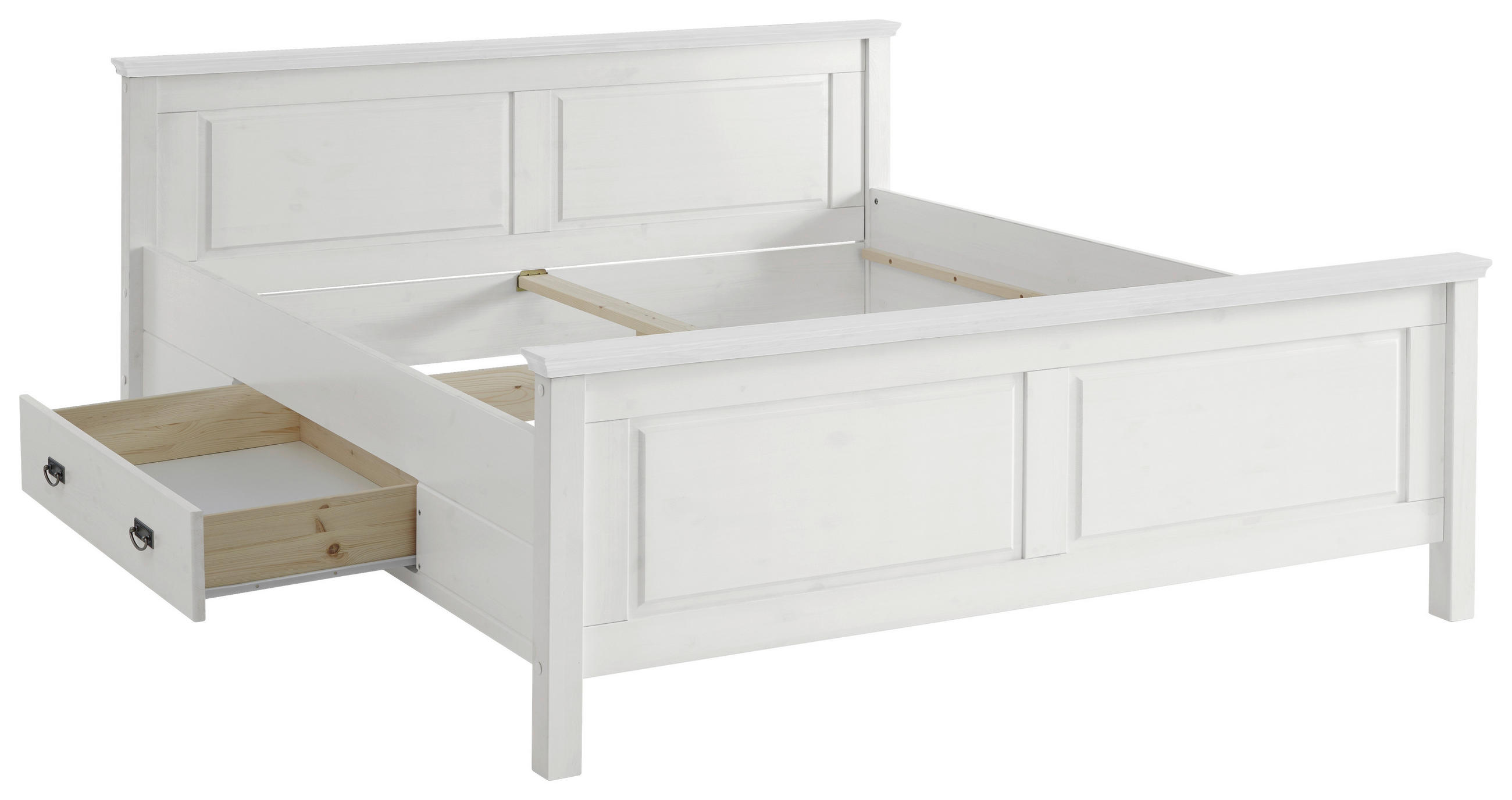 BETT 180/200 cm,  in Weiß, Bettschublade,  - Weiß, ROMANTIK / LANDHAUS, Holz (180/200cm) - Boxxx