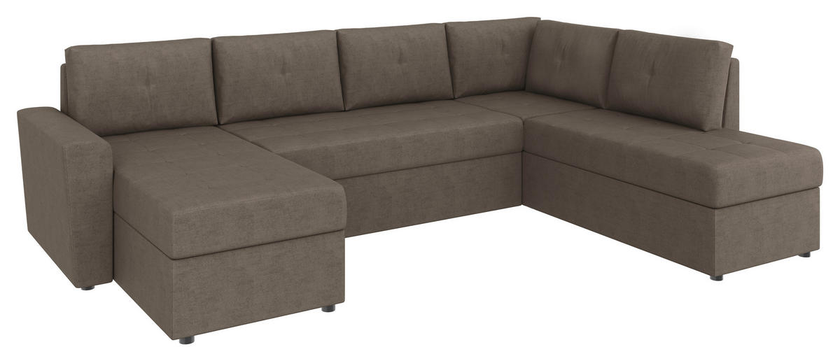 WOHNLANDSCHAFT TERMOLI Taupe Jacquard  - Taupe/Schwarz, Design, Kunststoff/Textil (155/297/212cm) - MID.YOU