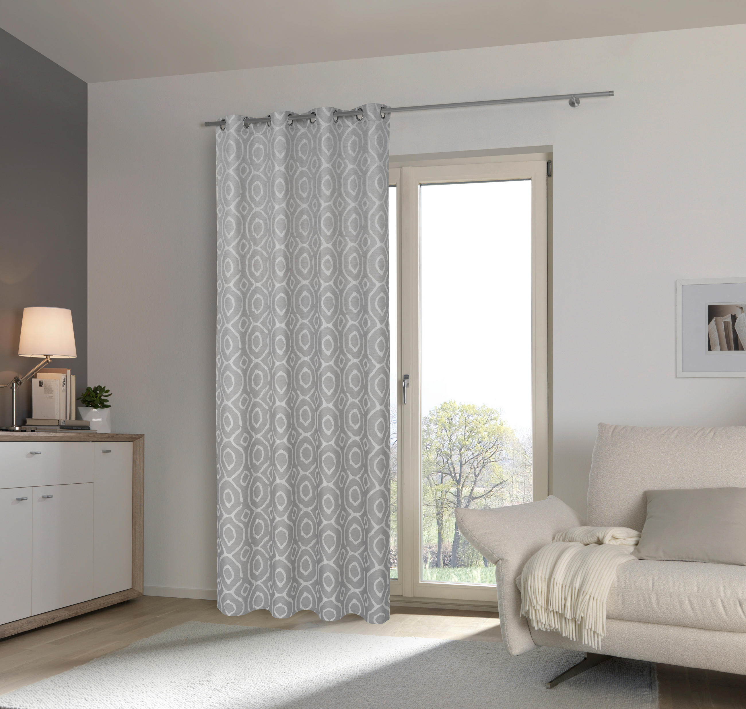 ÖSENSCHAL TIZIANO blickdicht 140/245 cm   - Grau, KONVENTIONELL, Textil (140/245cm) - Esposa
