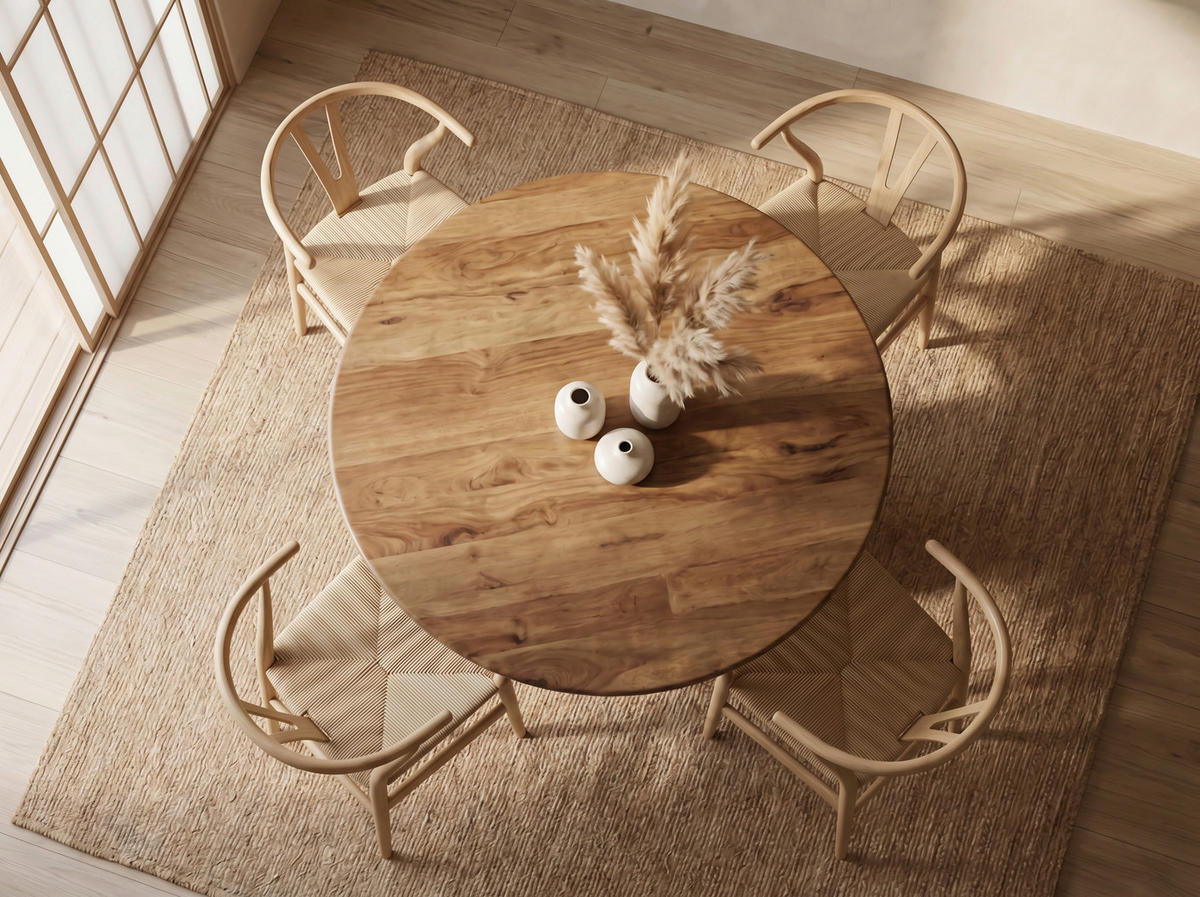 ESSTISCH 120/120/74 cm Echtholz  Holz rund Naturfarben  - Naturfarben, Design, Holz (120/120/74cm) - Livetastic