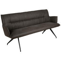Bancă 203,5/88,5/62,5 cm  in negru, gri închis  - gri închis/negru, Design, metal/textil (203,5/88,5/62,5cm) - Novel