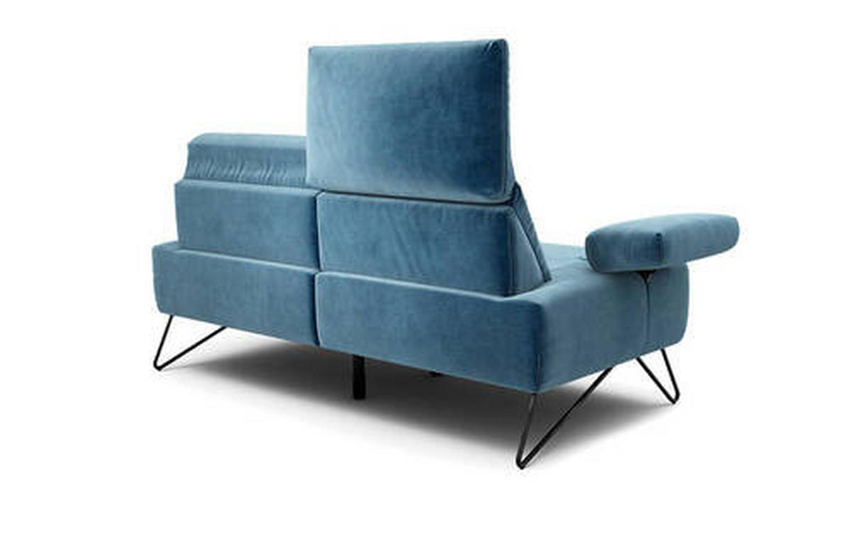 2-SITZER-SOFA in Samt Blau  - Blau/Schwarz, Design, Textil/Metall (164-194/85/86-94cm) - SENSOO