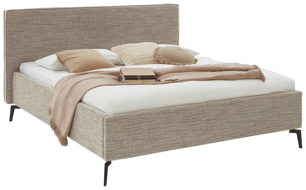 POLSTERBETT 160/200 cm  in Cappuccino  - Schwarz/Cappuccino, Design, Textil/Metall (160/200cm) - home24