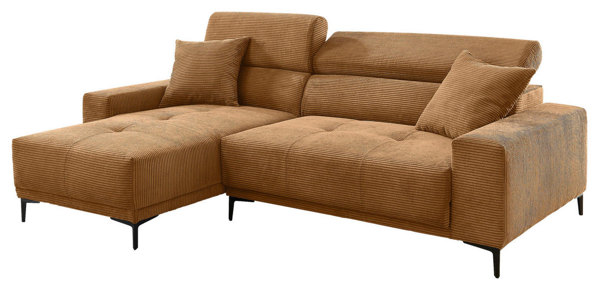 ECKSOFA Cord Goldfarben  - Goldfarben/Schwarz, Basics, Textil/Metall (183/250cm) - Livetastic