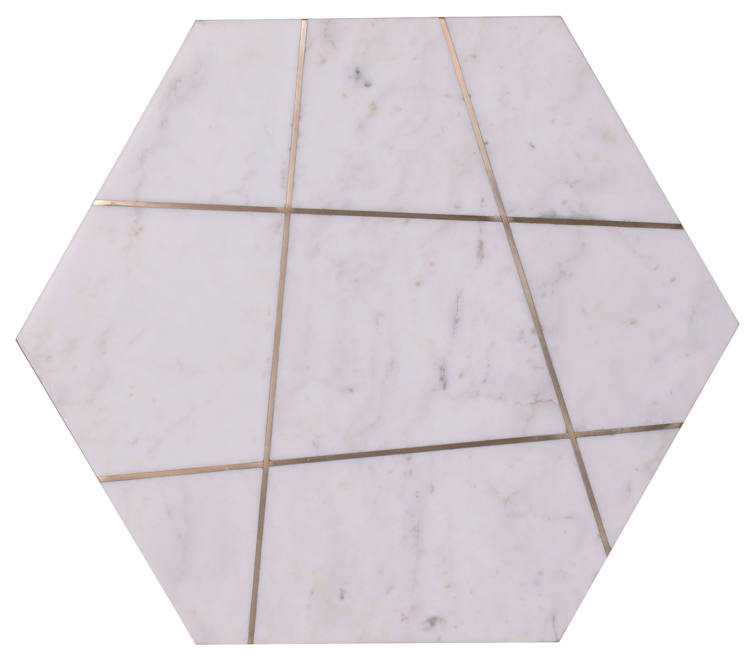 Thumbnail - Beistelltisch, Schwarz, Weiß, Gold, Metall, Stein, sechseckig, eckig, 51x50x60 cm, gastro- und objekttauglich, einfacher...