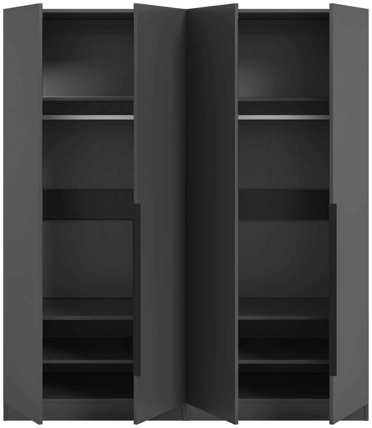 DREHTÜRENSCHRANK 160/181/52 cm,  in Anthrazit, 4-türig  - Anthrazit/Schwarz, MODERN, Holzwerkstoff/Kunststoff (160/181/52cm) - MID.YOU