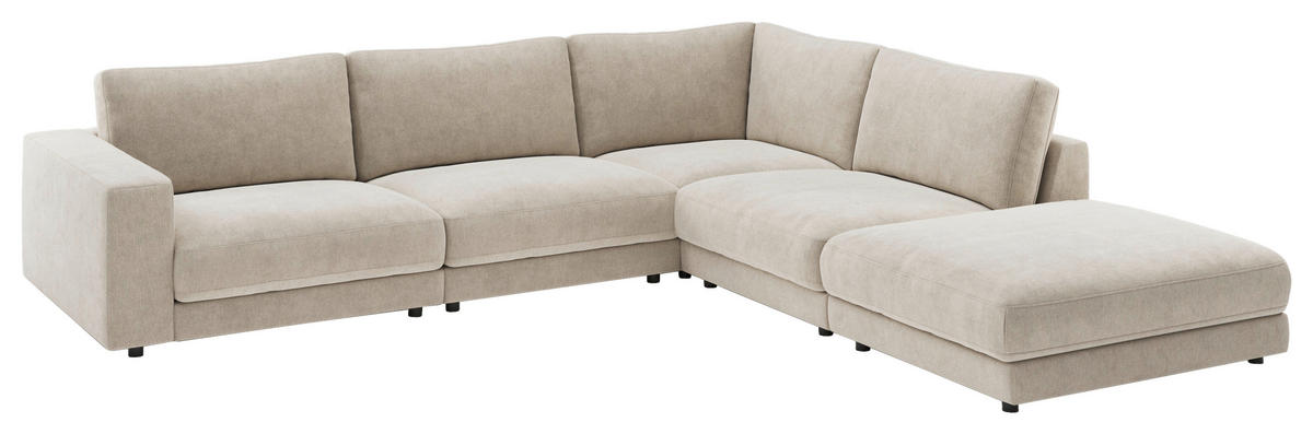 ECKSOFA Naturfarben Chenille  - Schwarz/Naturfarben, Design, Kunststoff/Textil (313/240cm) - Pure Home Lifestyle