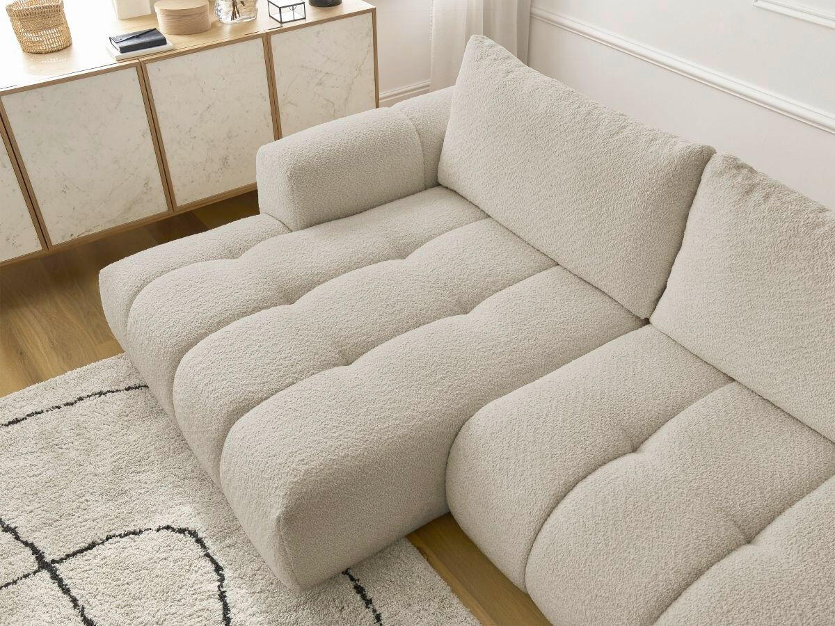 ECKSCHLAFSOFA FUJI Bouclé Beige  inkl.  - Beige/Schwarz, MODERN, Kunststoff/Textil (160/292cm)