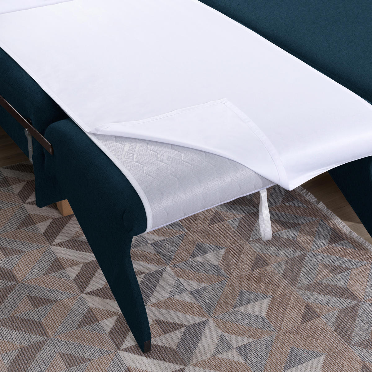 ECKSOFA in Flachgewebe Dunkelblau  261/203 cm  - Eichefarben/Dunkelblau, KONVENTIONELL, Holz/Textil (261/203cm) - Sedda