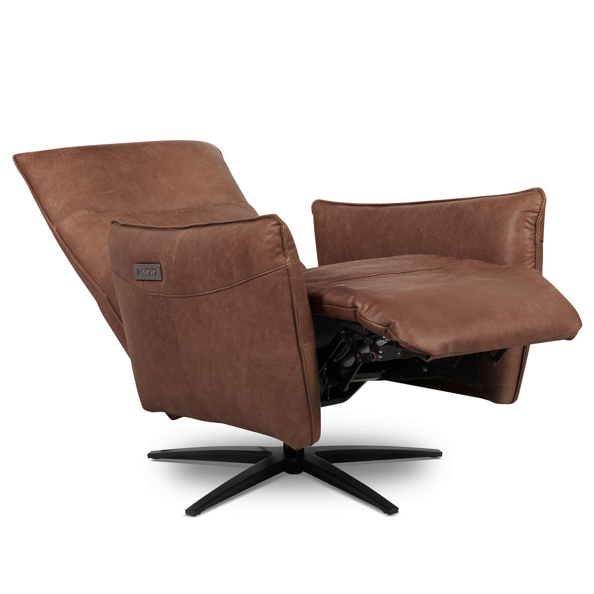 RELAXSESSEL in Leder Rotbraun  - Rotbraun/Schwarz, Design, Leder/Metall (77/107/88cm) - Livetastic