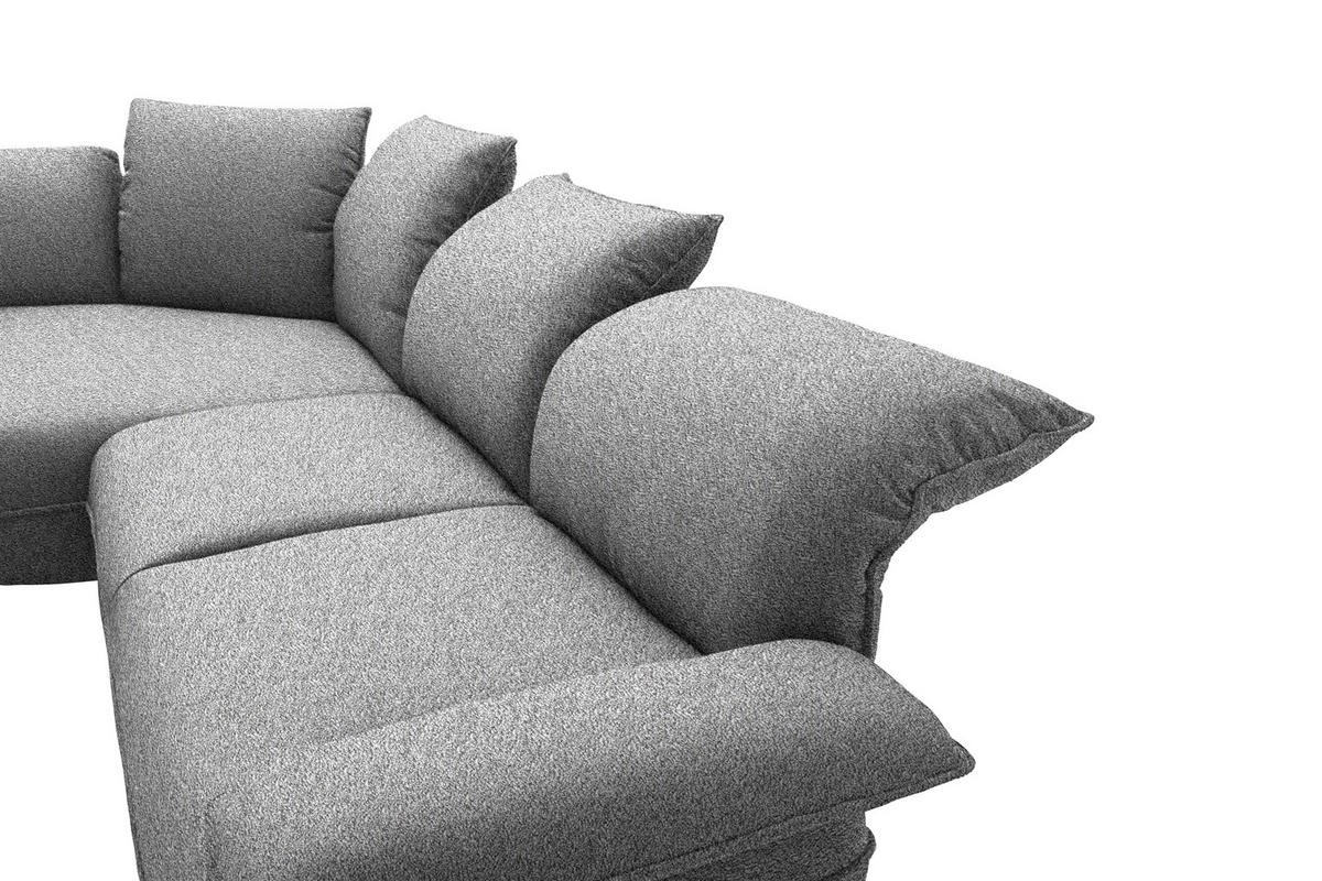 ECKSOFA Chenille Grau  - Schwarz/Grau, Design, Kunststoff/Textil (154/343cm) - Koinor