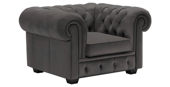 CHESTERFIELD-SESSEL - Wengefarben/Dunkelgrau, LIFESTYLE, Holz/Textil (115/76,5/96cm) - Landscape
