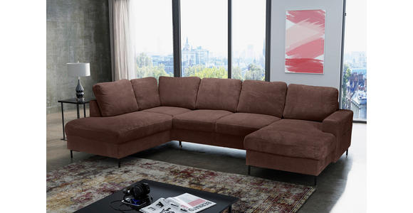 WOHNLANDSCHAFT Dunkelbraun Cord  - Dunkelbraun/Schwarz, KONVENTIONELL, Textil/Metall (197/303/148cm) - Carryhome