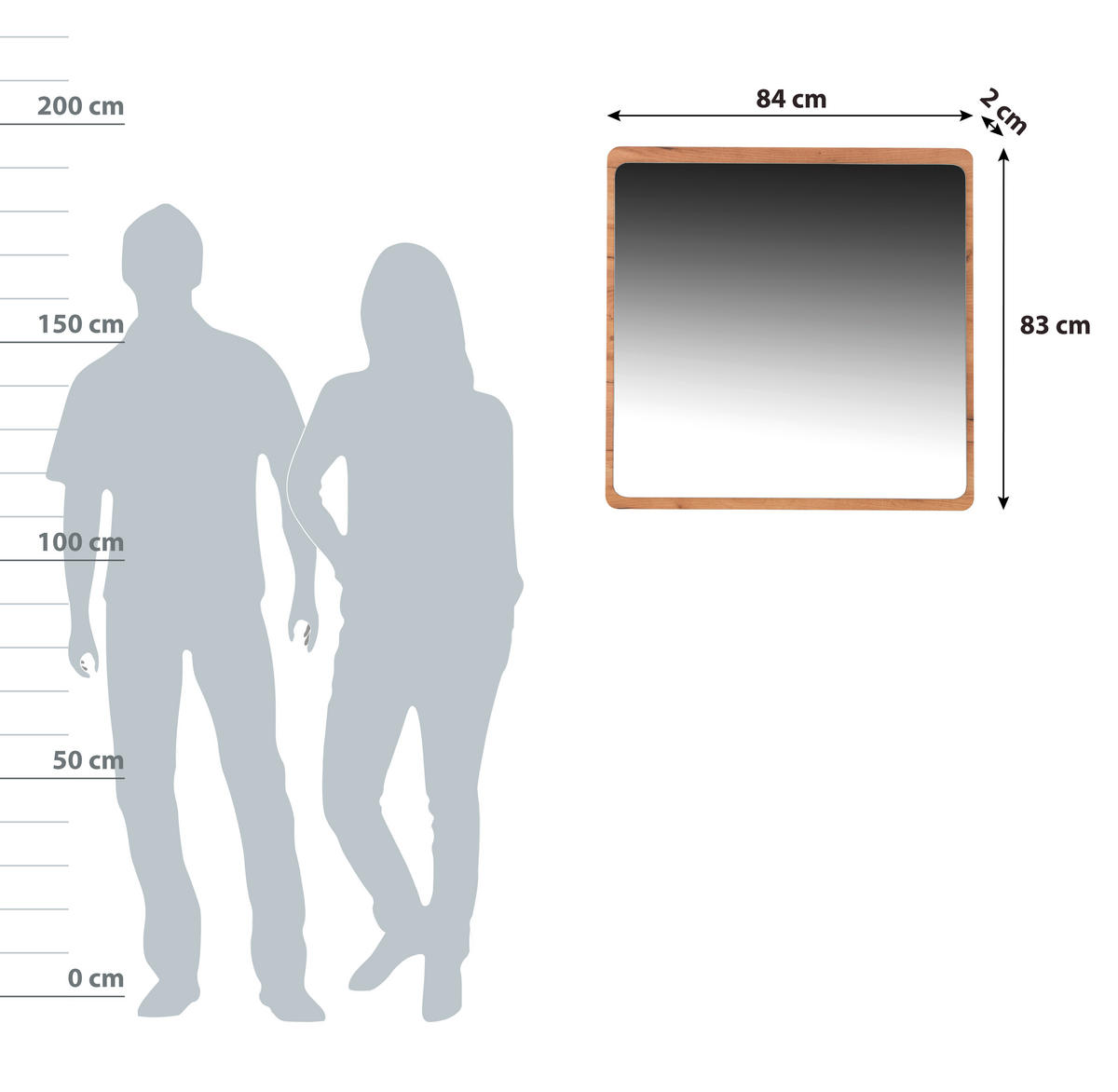 WANDSPIEGEL 84/83/2 cm    in rechteckig  - Eichefarben, MODERN, Glas/Holzwerkstoff (84/83/2cm) - Boxxx