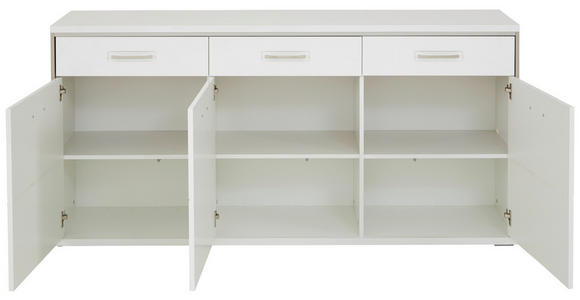 SIDEBOARD in 184/89/45 cm - Edelstahlfarben/Weiß, Design, Holzwerkstoff/Metall (184/89/45cm) - Xora