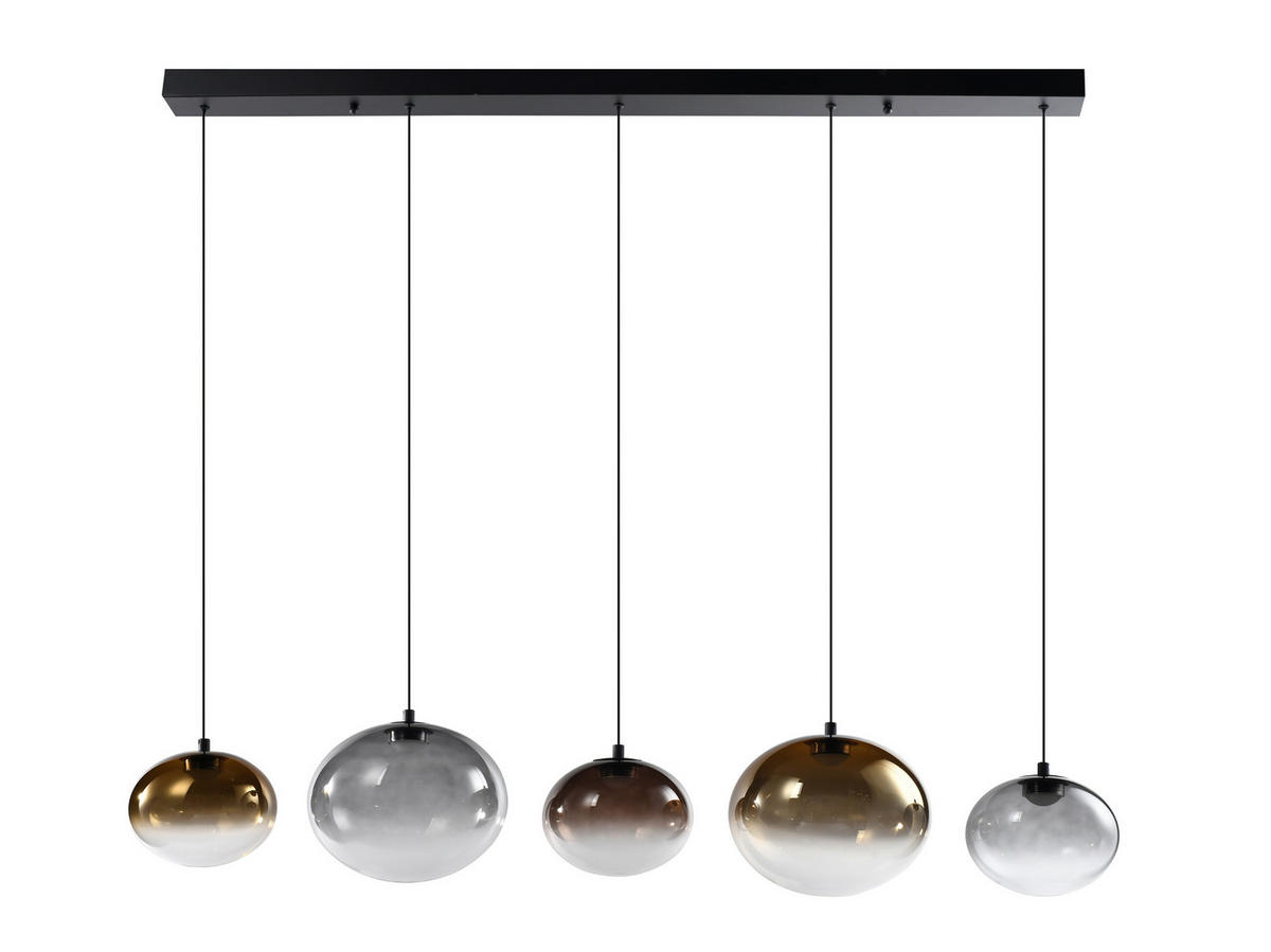 LED-HÄNGELEUCHTE Pesaro 128/170/20 cm  - Schwarz, Design, Glas/Metall (128/170/20cm)