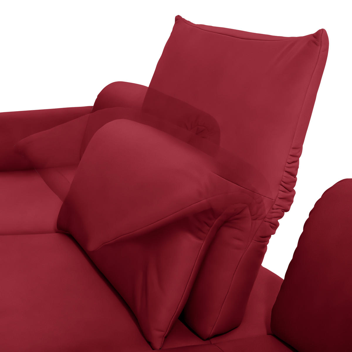 ECKSOFA in Echtleder Rot  173/308 cm  - Anthrazit/Rot, Design, Leder/Metall (173/308cm) - Joop!