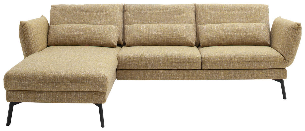 ECKSOFA Gelb Flachgewebe  - Gelb/Schwarz, Design, Textil/Metall (175/277cm) - Schöner Wohnen