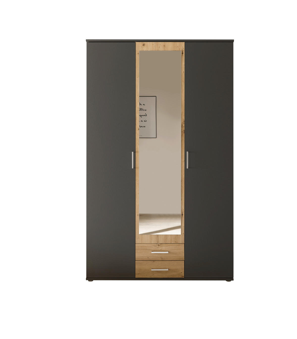 OMARA S KLASIČNIMI VRATI, barve grafita, hrast artisan  - barve aluminija/barve grafita, Moderno, umetna masa/leseni material (120/196/52,5cm) - Carryhome