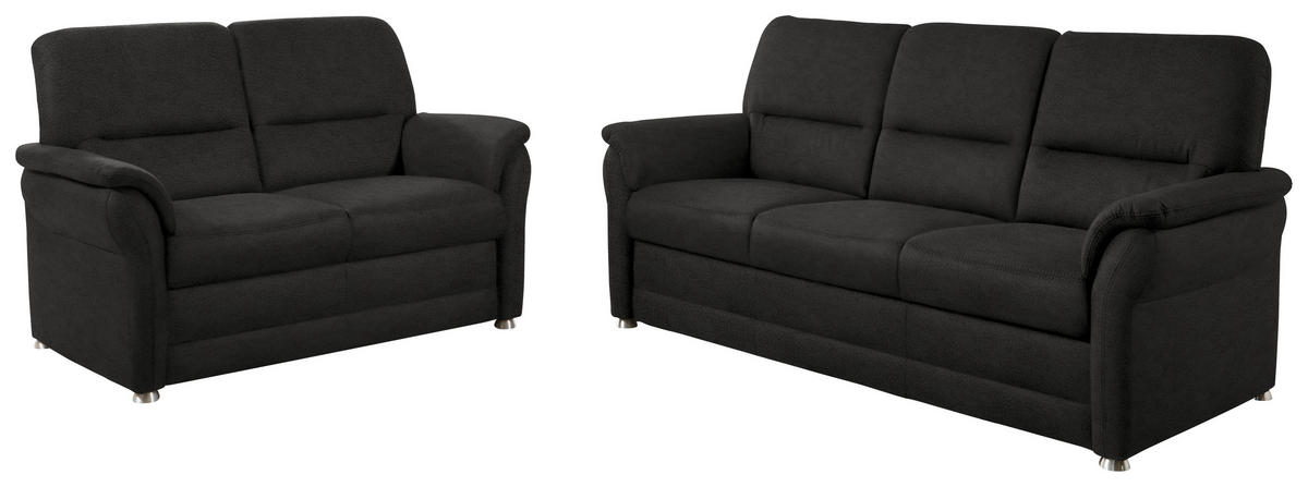 SITZGARNITUR in Mikrofaser Anthrazit  - Anthrazit/Alufarben, KONVENTIONELL, Textil/Metall (192/96/89cm) - Beldomo Comfort