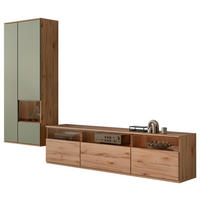 WOHNWAND  in Buchefarben, Schilfgrün  285/215/45 cm  - Schilfgrün/Buchefarben, KONVENTIONELL, Glas/Holzwerkstoff (285/215/45cm) - Venda