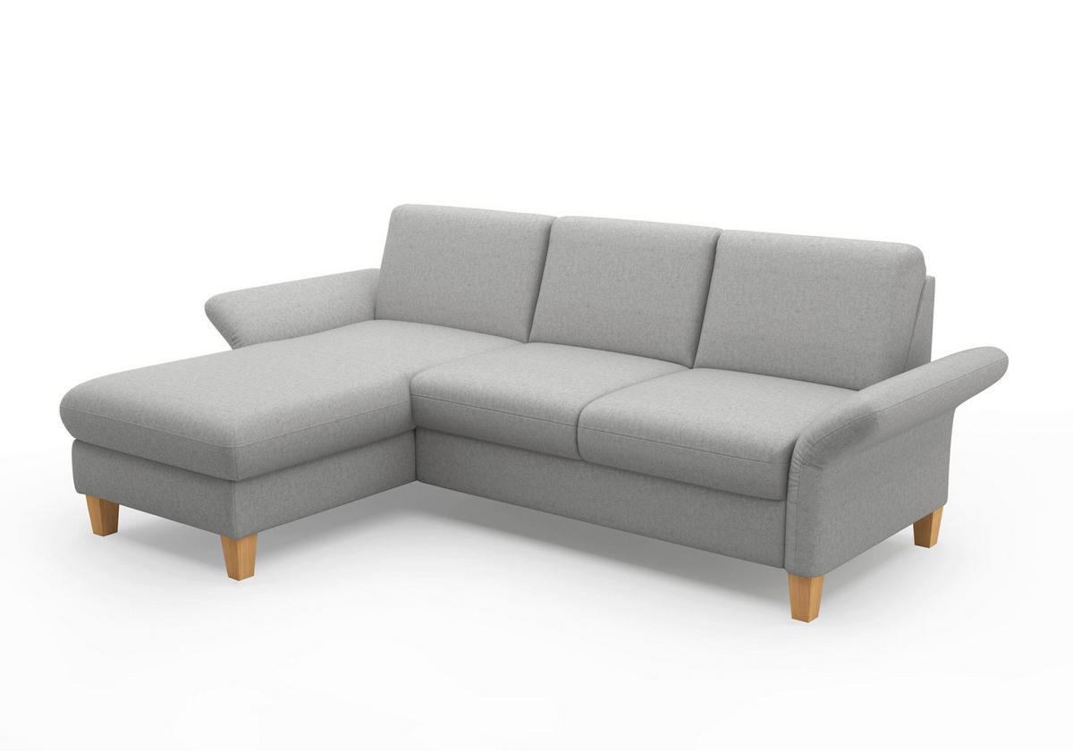 ECKSOFA ROCHELLE E Hellgrau Flachgewebe  - Eichefarben/Hellgrau, KONVENTIONELL, Holz/Textil (164/251cm) - Sit & More