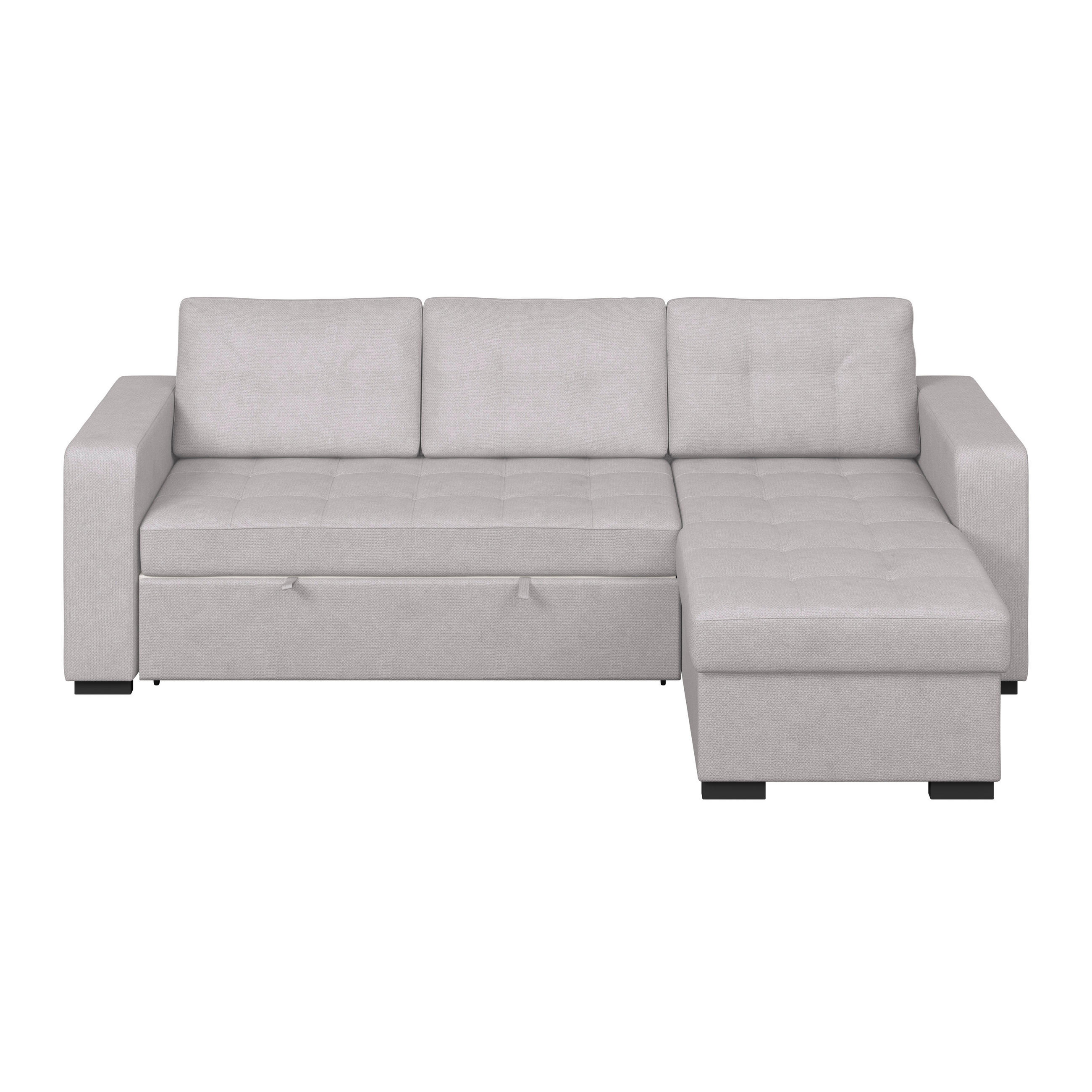 ECKSOFA  Mikrofaser, Struktur Hellgrau  - Hellgrau/Schwarz, Trend, Textil/Metall (239/160cm) - MID.YOU