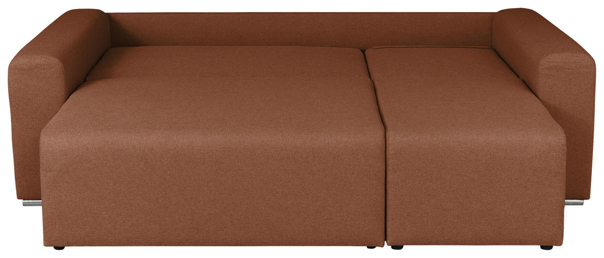 ECKSOFA in Struktur Braun  240/153 cm  - Chromfarben/Schwarz, Basics, Kunststoff/Textil (240/153cm) - P & B