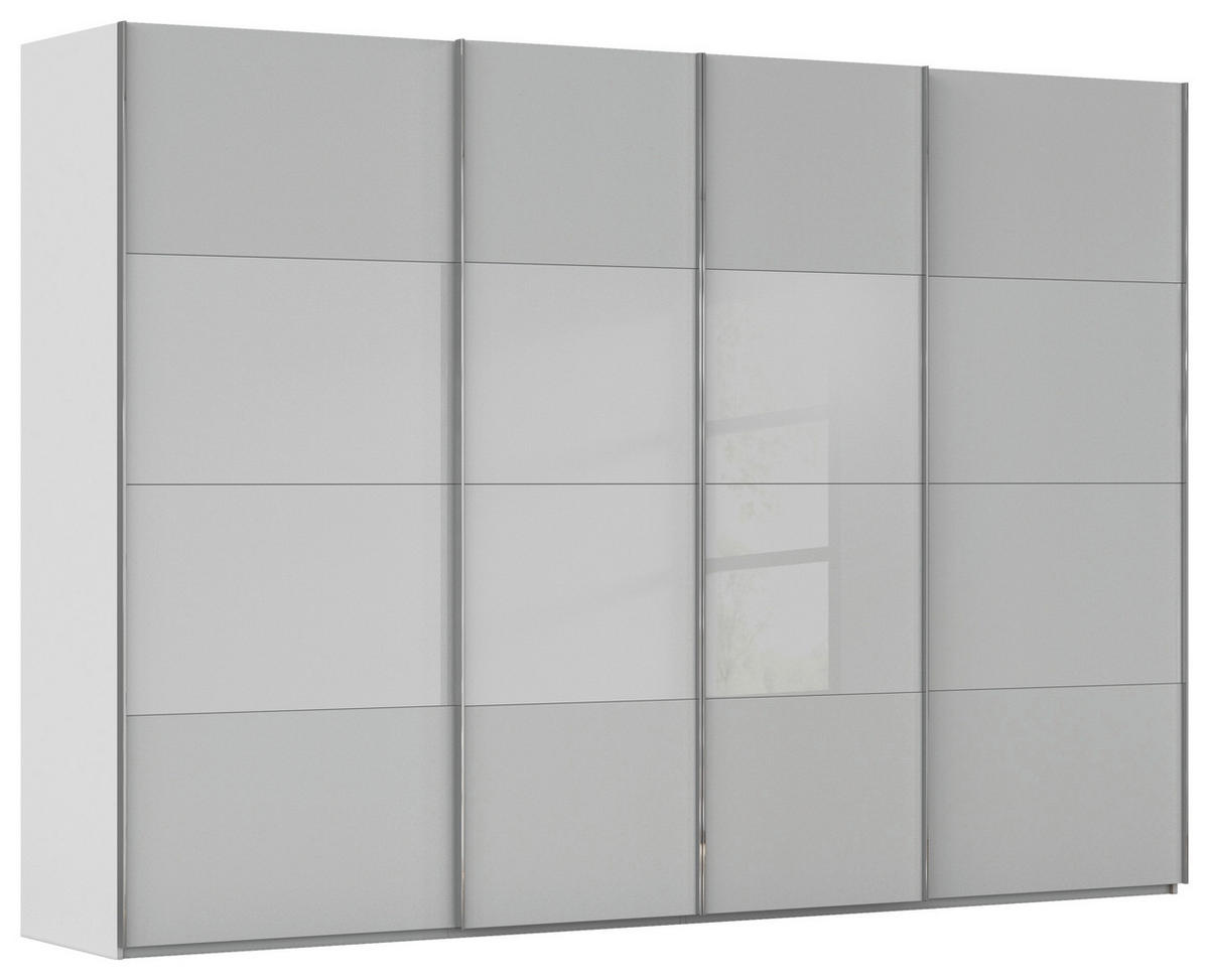 SCHWEBETÜRENSCHRANK 316/235/68 cm 4-türig Seidengrau  - Chromfarben/Seidengrau, KONVENTIONELL, Glas/Holzwerkstoff (316/235/68cm) - Novel