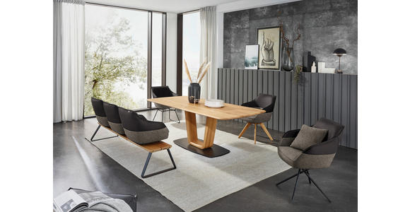 SITZBANK 210/87/67 cm in Dunkelgrau, Dunkelbraun, Beige - Dunkelgrau/Dunkelbraun, Design, Leder/Holz (210/87/67cm) - Ambiente